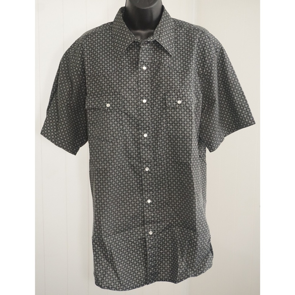 Wrangler Large Black Geometric Print Short Sleeve Wrancher Shirt
